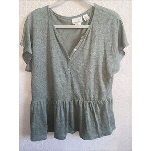 Cynthia Rowley Babydoll Linen Shirt cottage SS Ruffle Lagen Y2k Peasant